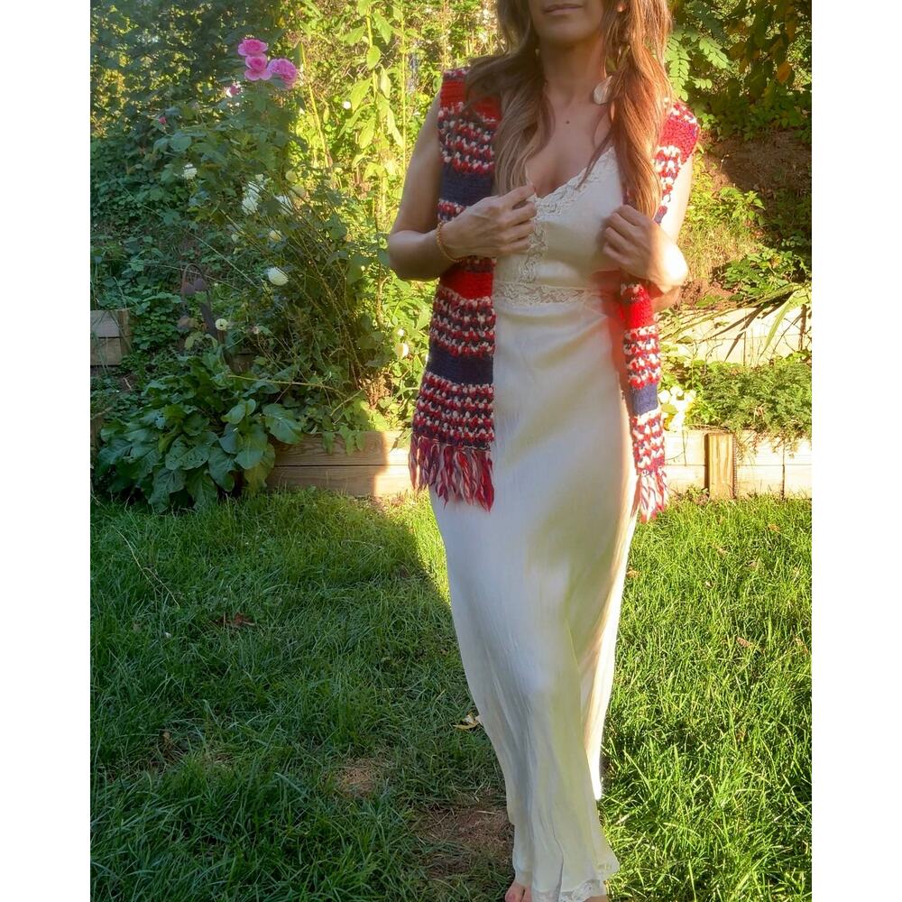 1970s Crochet Fringe Vest — True Vintage Boho Festival, Hand-Knit Folk Waistcoat